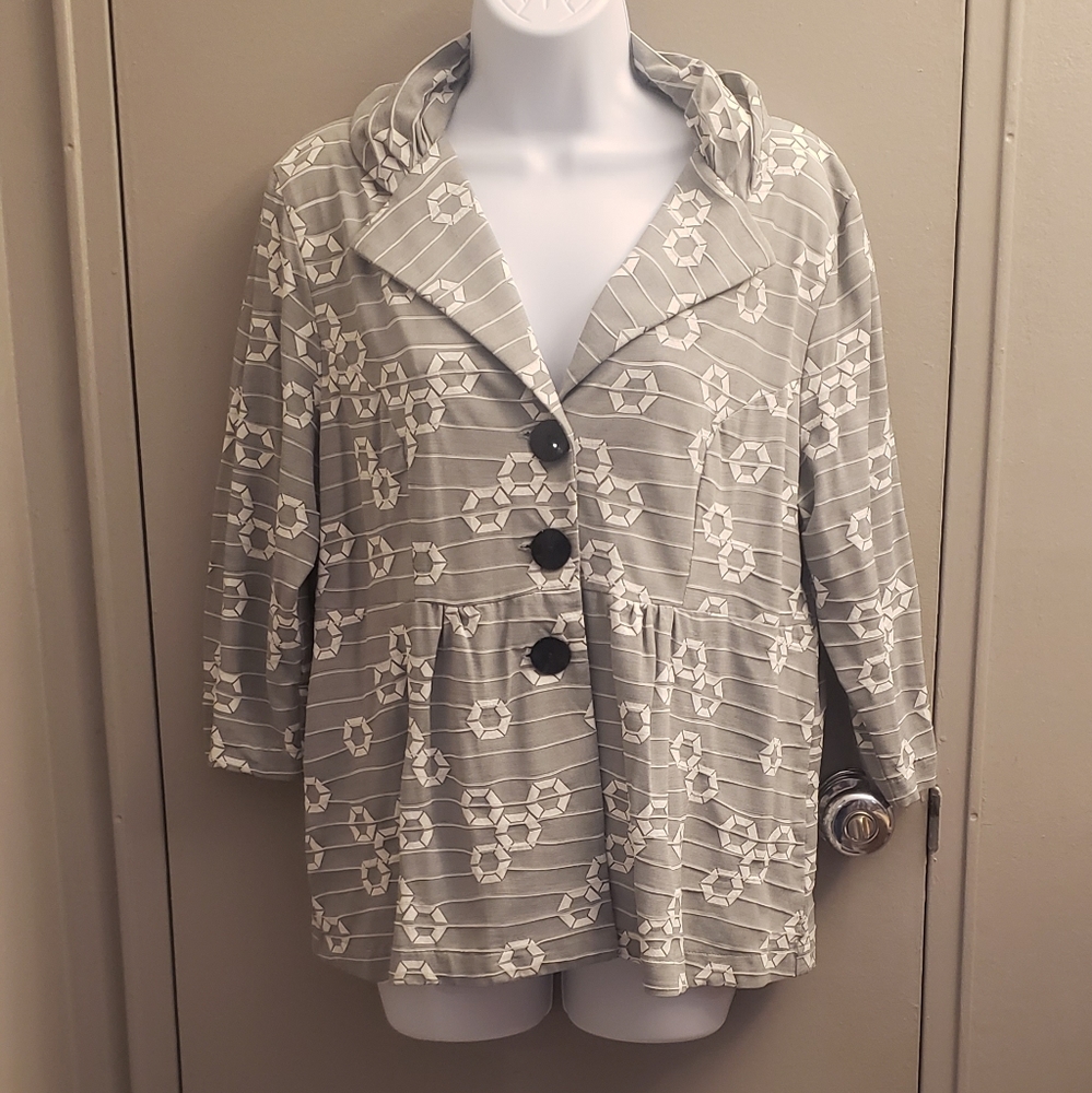 Grey Button Swing Blouse